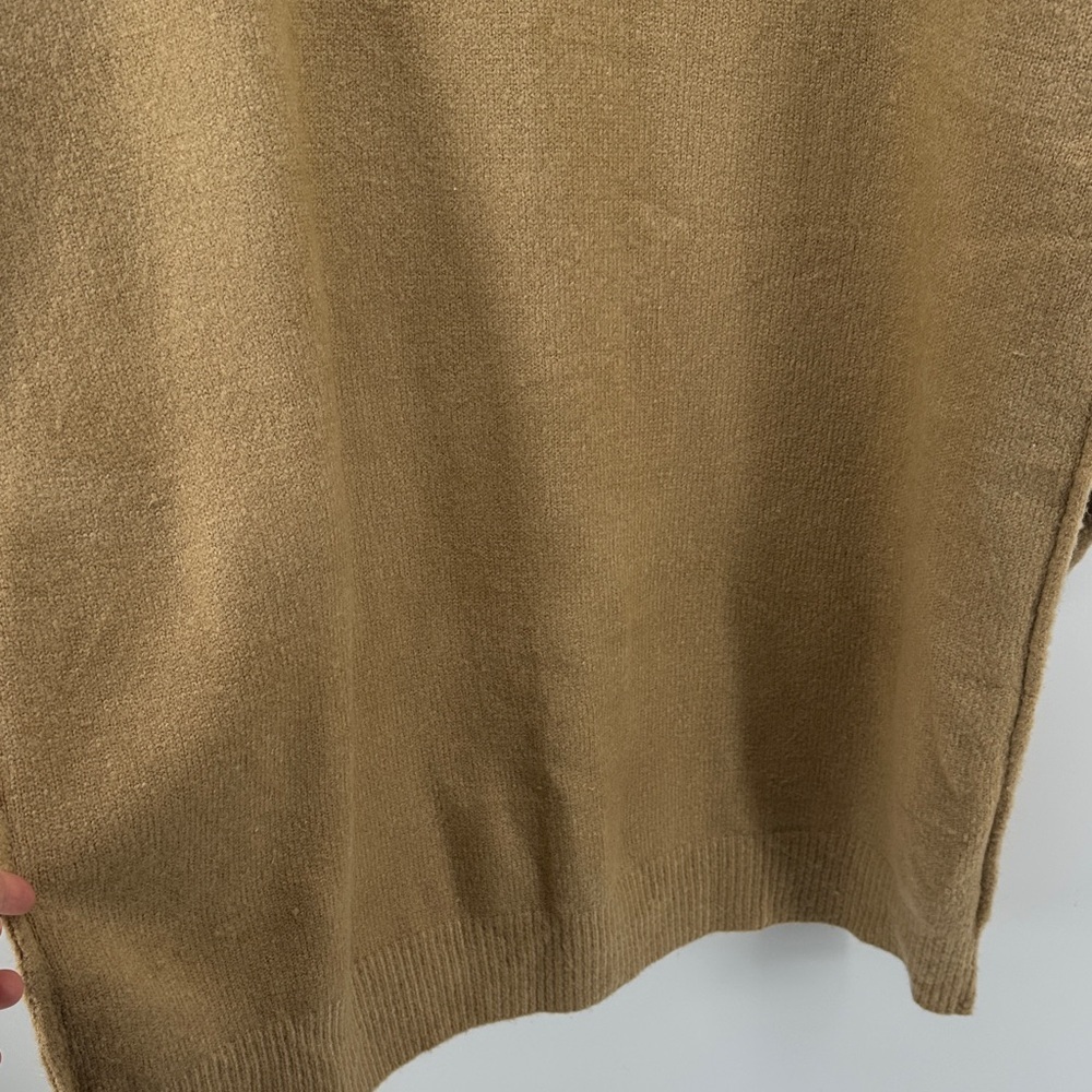 Cottagecore Earthy Neutral Causal Chic Minimalist Stylish Tan Sweater Dress SzL - Picture 5 of 12